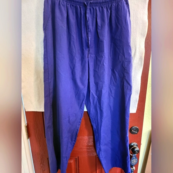 EUC grape purple cotton blend scrubs pants with elastic drawstring waist size 3X - Picture 2 of 6